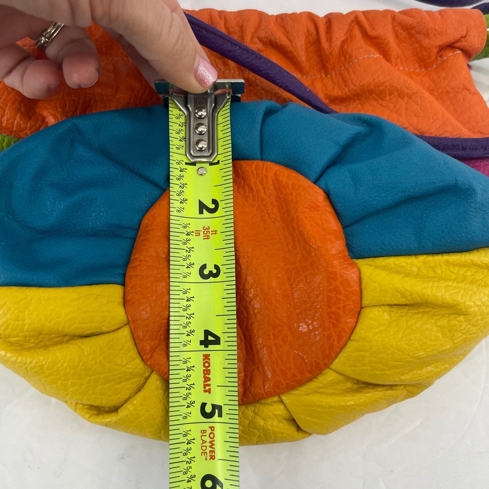 Vtg 80s Patchwork Leather Drawstring Bucket Bag C… - image 8